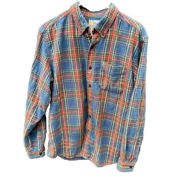 Vintage LL Bean Tartan Scotch Plaid Flannel Shirt Men M Button Down Shirt 228061 - Picture 1 of 10